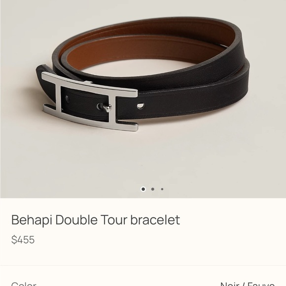 Hermes Men’s Brown Leather Belt Behalpi Bracelet with Silver Buckle - Picture 10 of 11